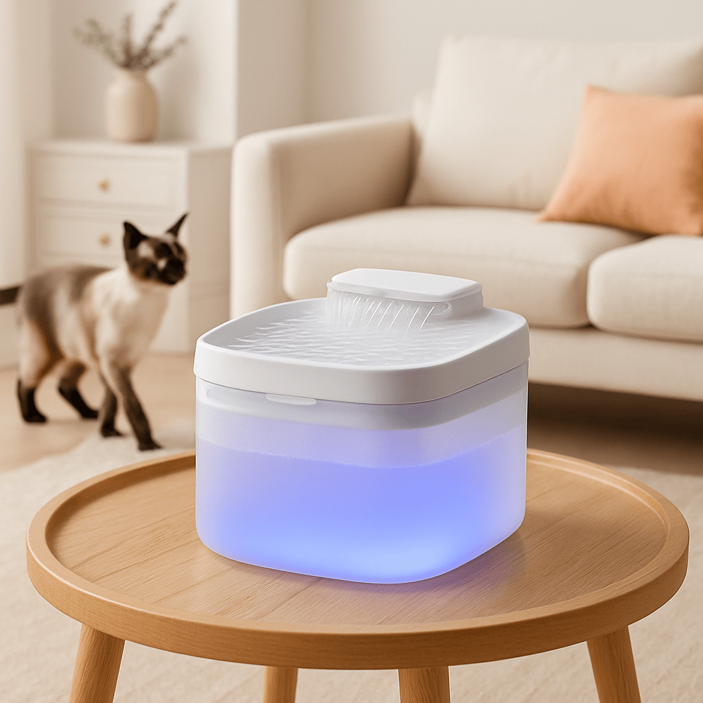 Fontaine a eau chat | GLYCINE ™ Blanche à LED - My Little Kat