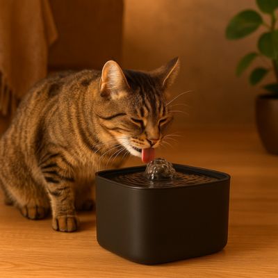 Fontaine à eau pour chat | PIVOINE™ Noire à LED - My Little Kat