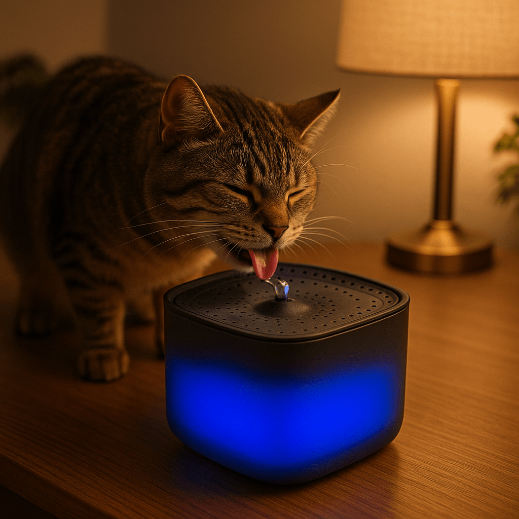 Fontaine à eau pour chat | PIVOINE™ Noire à LED - My Little Kat